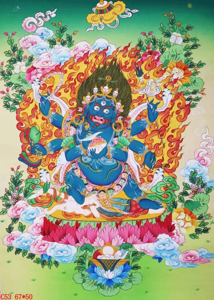 编号138-587872：彩绘唐卡-六臂玛哈嘎拉（67*50CM左右）