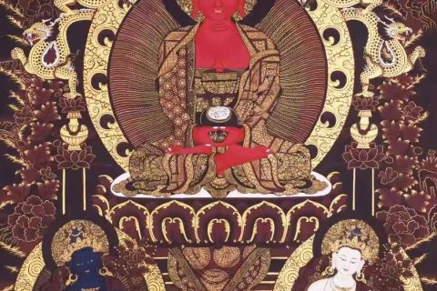 编号138-588877：彩绘唐卡-阿弥陀佛（75*50CM左右）