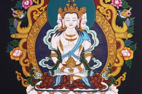 编号138-592544：彩绘唐卡-四面大日如来（29*20CM左右）