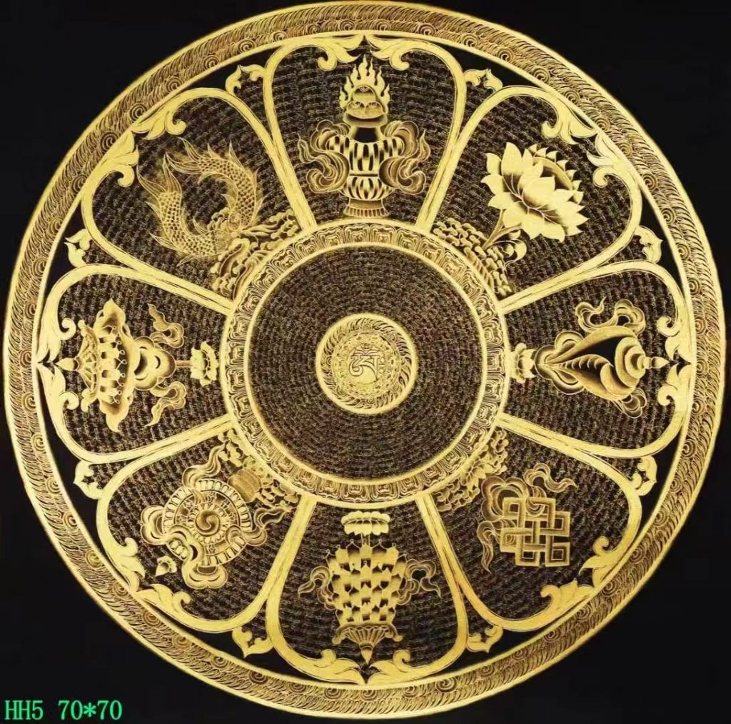 编号138-603096：黑金唐卡-吉祥八宝坛城（70*70CM左右）