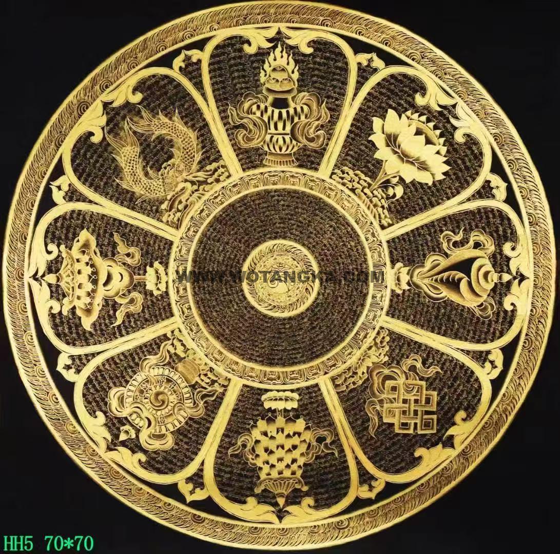 编号138-603096:黑金唐卡-吉祥八宝坛城(70*70CM左右)
