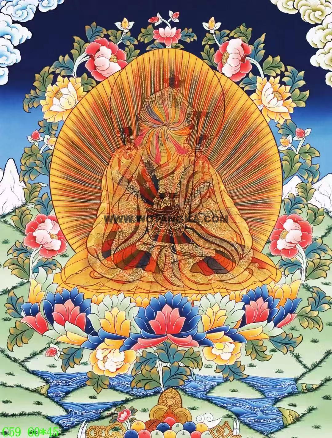 编号138-619953:彩绘唐卡-莲花生大士·虹光法身(60*45CM左右)