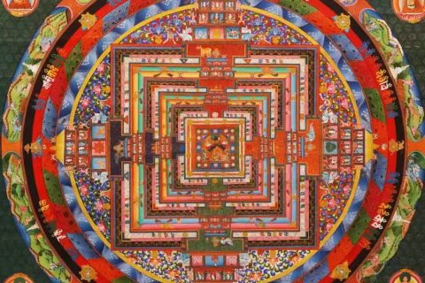 编号138-625430：彩绘唐卡-时轮金刚坛城（154*115CM左右）