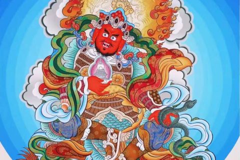 编号138-627511：彩绘唐卡-西方广目天王（76*50CM左右）