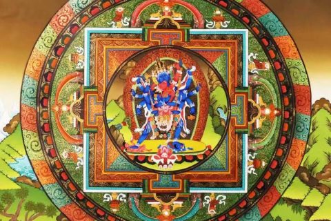 编号138-631633：彩绘唐卡-胜乐金刚坛城（99*68CM左右）