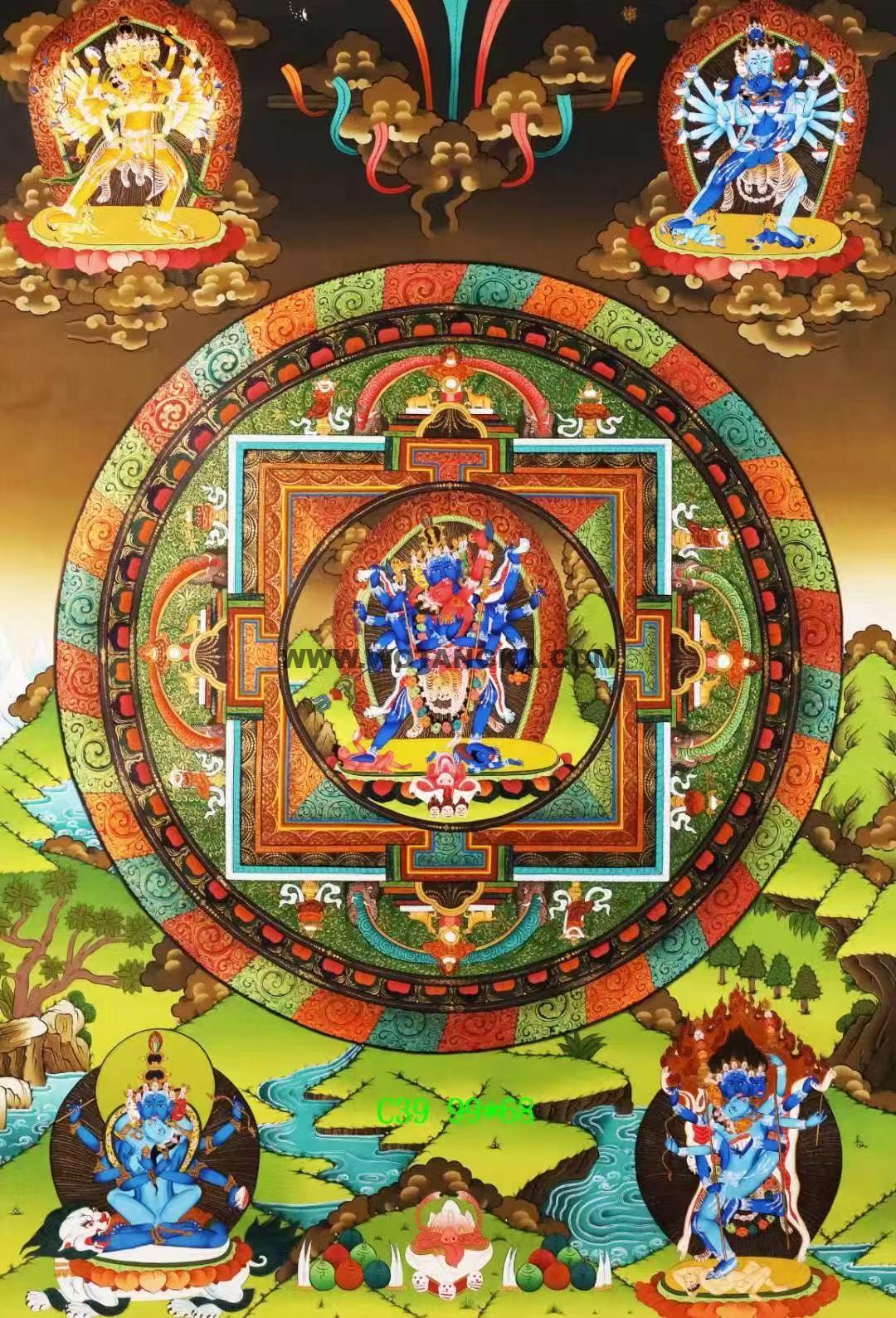 编号138-631633:彩绘唐卡-胜乐金刚坛城(99*68CM左右)