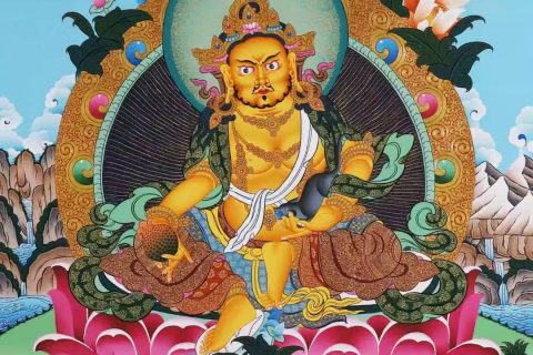 编号138-647529：彩绘唐卡-黄财神（60*45CM左右）