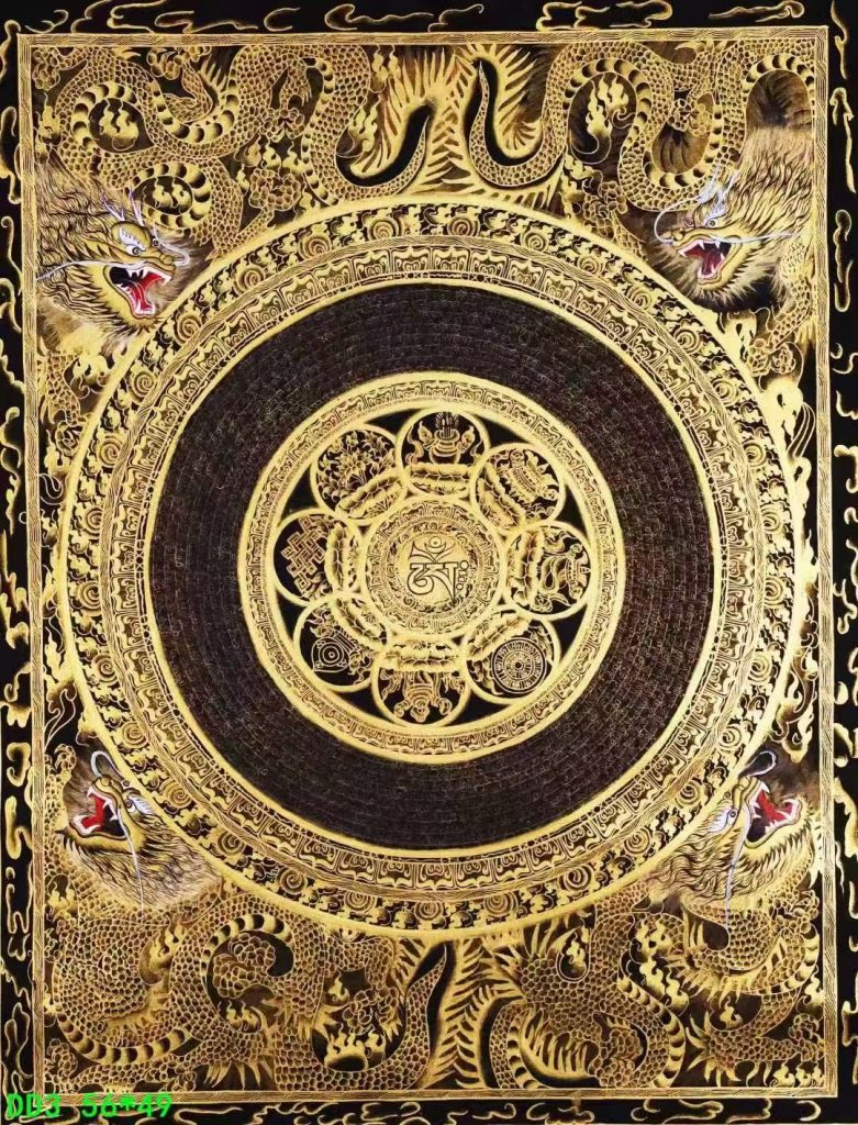 编号138-656506：黑金唐卡-吉祥八宝坛城（56*49CM左右）