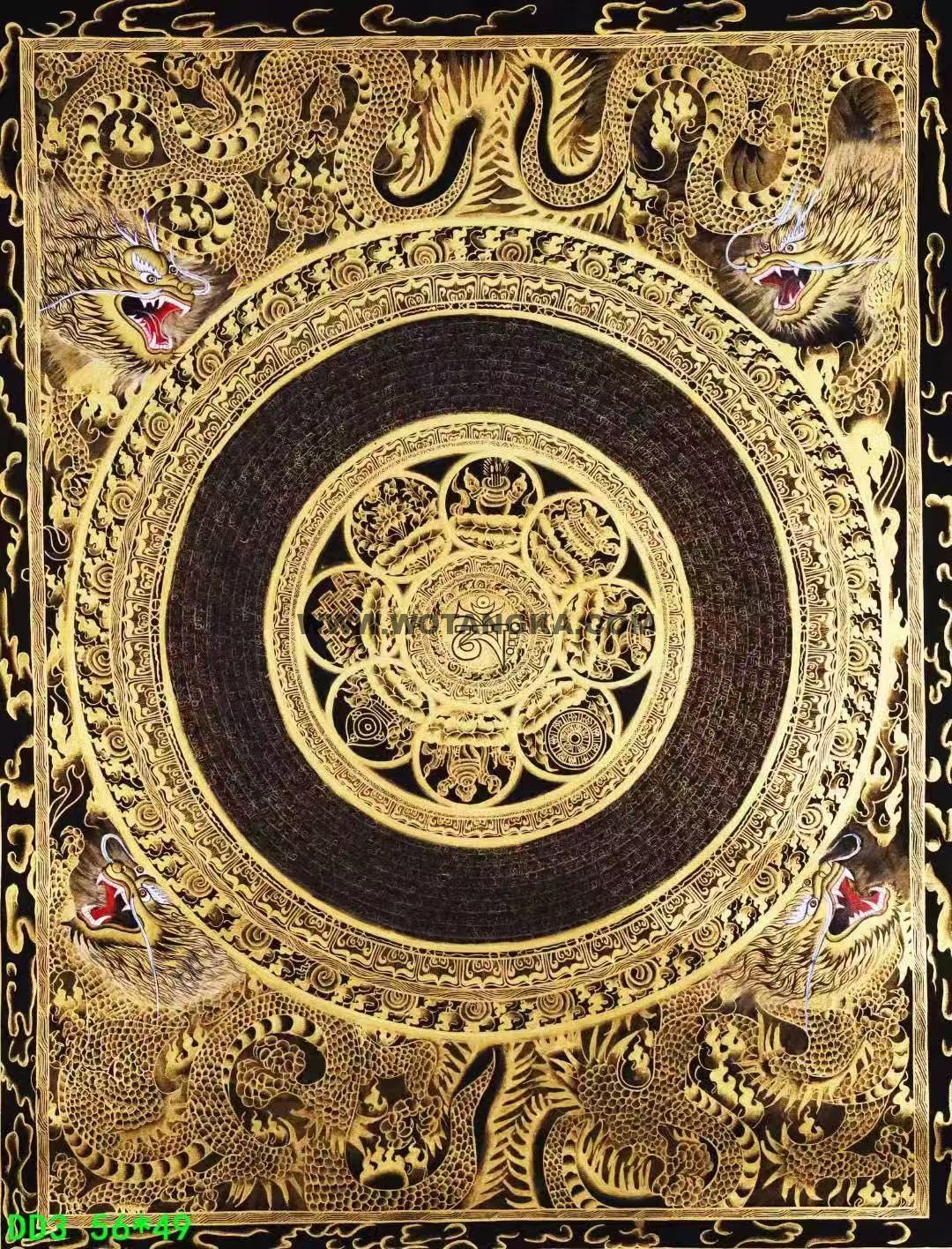 编号138-656506:黑金唐卡-吉祥八宝坛城(56*49CM左右)