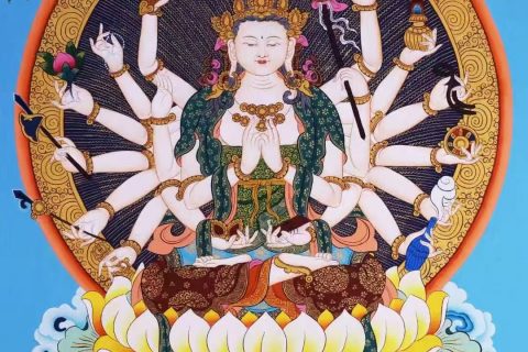 编号138-663078：彩绘唐卡-准提佛母（60*45CM左右）