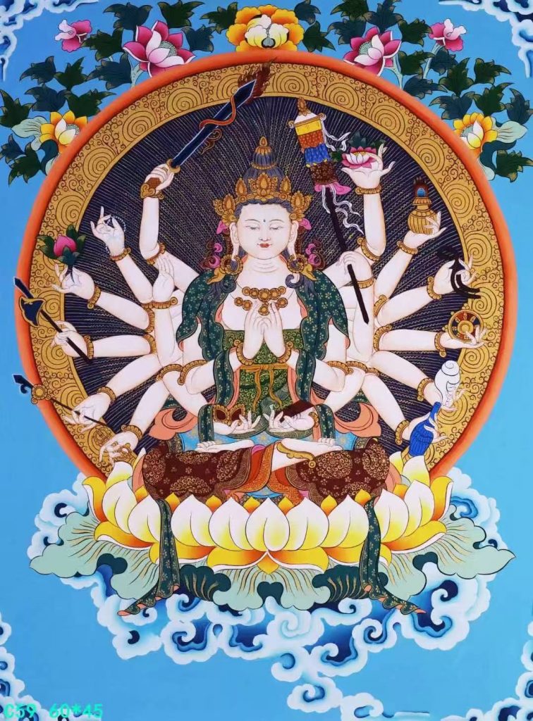 编号138-663078：彩绘唐卡-准提佛母（60*45CM左右）