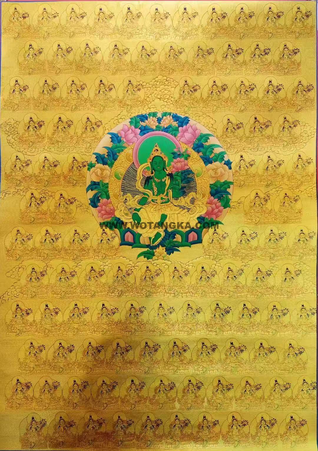 编号138-668093：黄金唐卡-绿度母（100*68CM左右）
