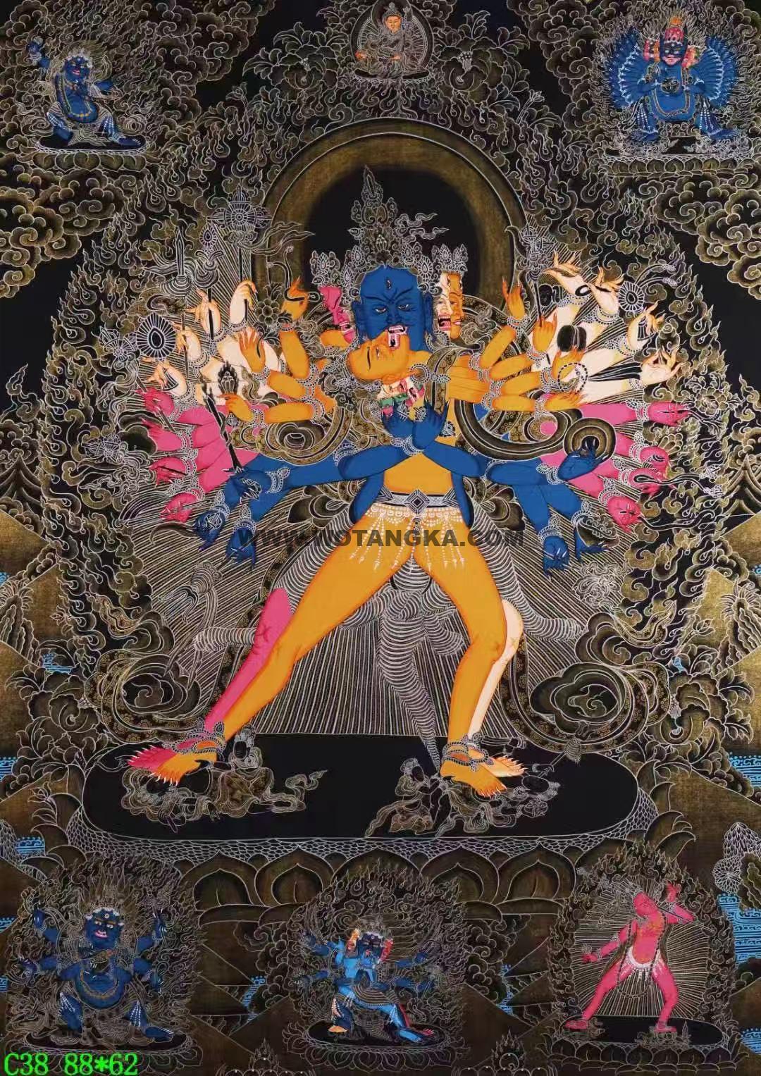 编号138-669360：彩绘唐卡-时轮金刚（88*62CM左右）