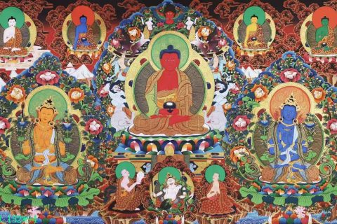 编号138-773770：彩绘唐卡-阿弥陀佛（94*152CM左右）