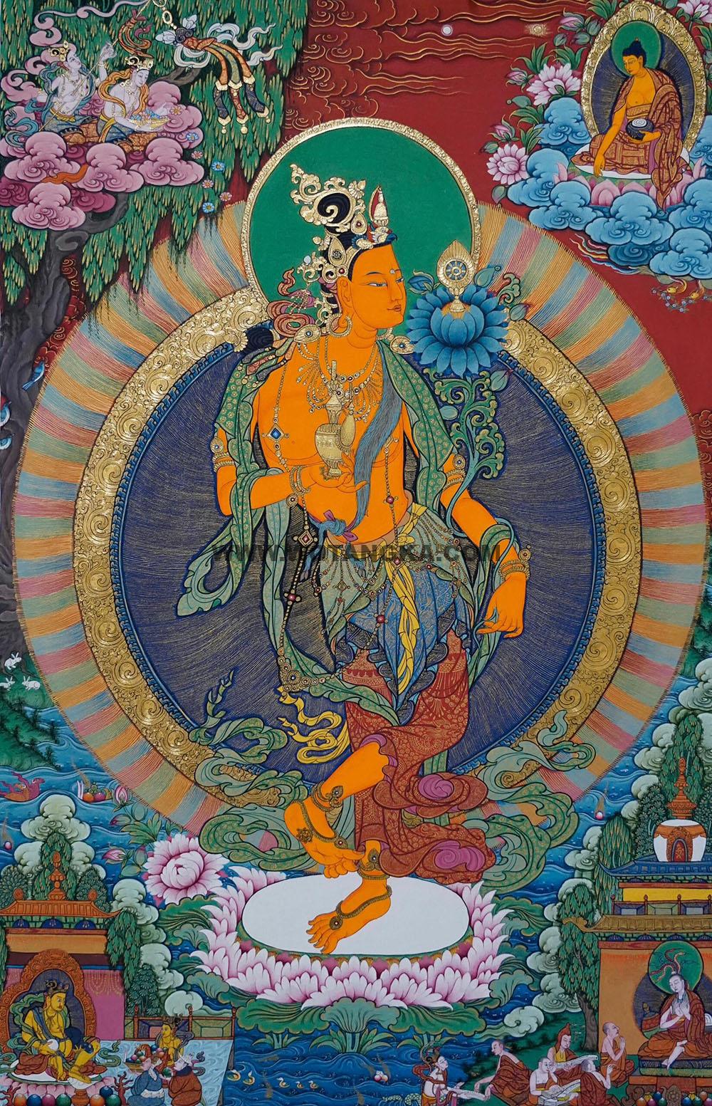 热贡-尕桑吉·画院:彩绘唐卡-弥勒菩萨(80*55CM左右)