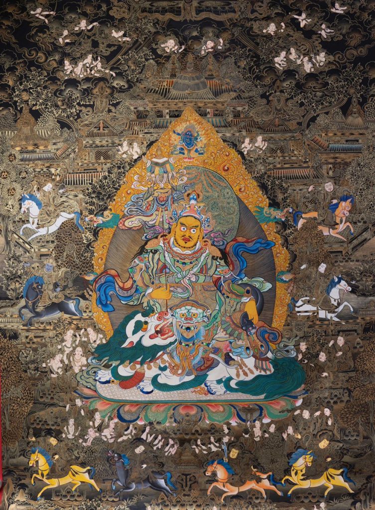 编号189-205332：黑金唐卡-财宝天王·八马财神（120*90CM左右）