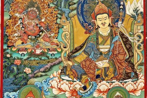 编号189-208492：彩绘唐卡-莲花生大士（60*45CM左右）