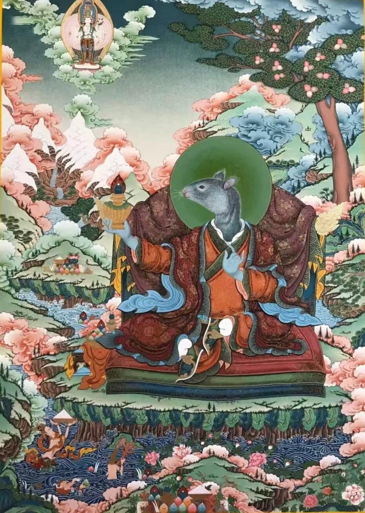 沃唐卡编号AC10582：十二生肖护法神将之子鼠