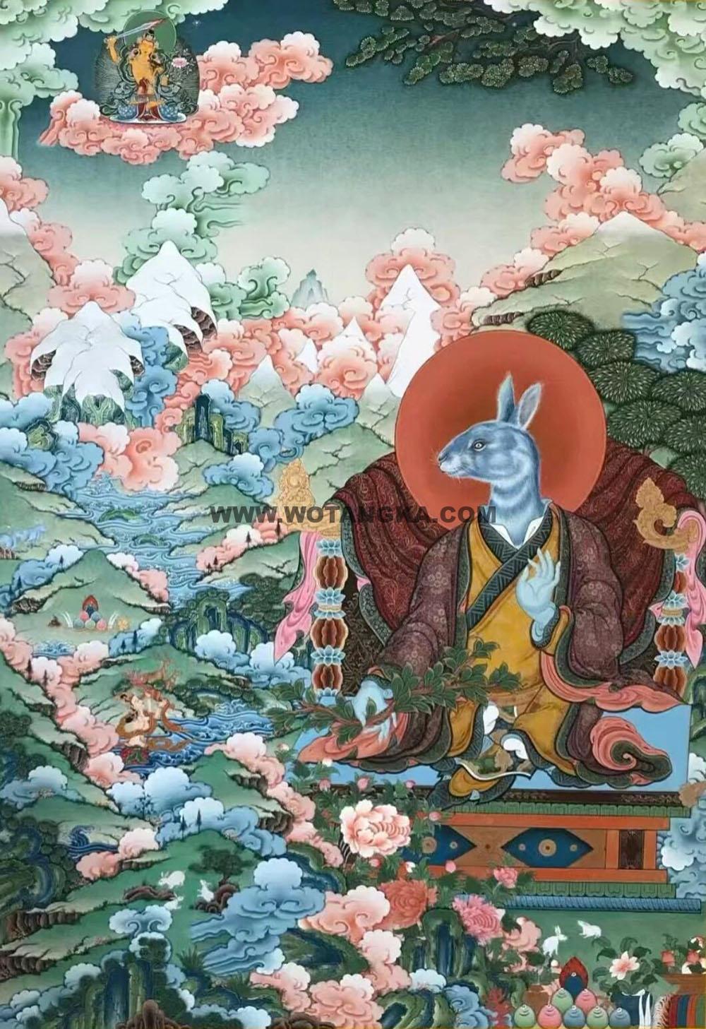 沃唐卡编号AC12340:十二生肖护法神将之卯兔