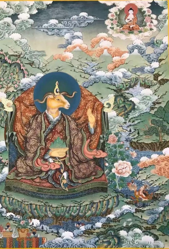 沃唐卡编号AC21560：十二生肖护法神将之未羊​