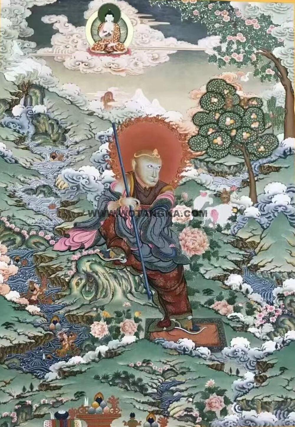 沃唐卡编号AC21908：十二生肖护法神将之申猴