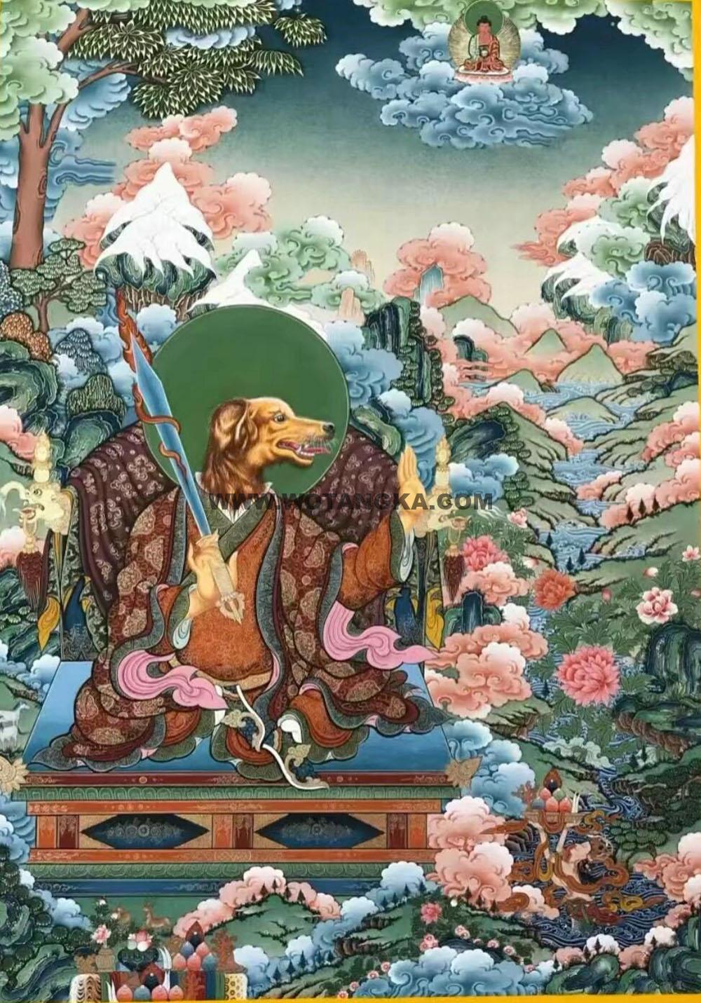 沃唐卡编号AC23409:十二生肖护法神将之戌狗