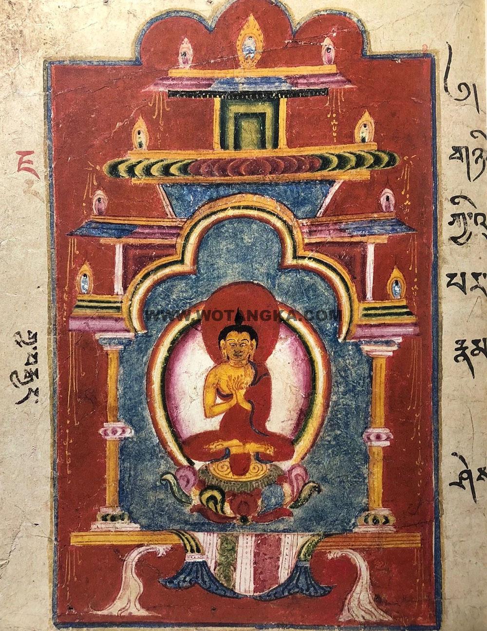 沃唐卡编号AC23486:佛祖与僧人