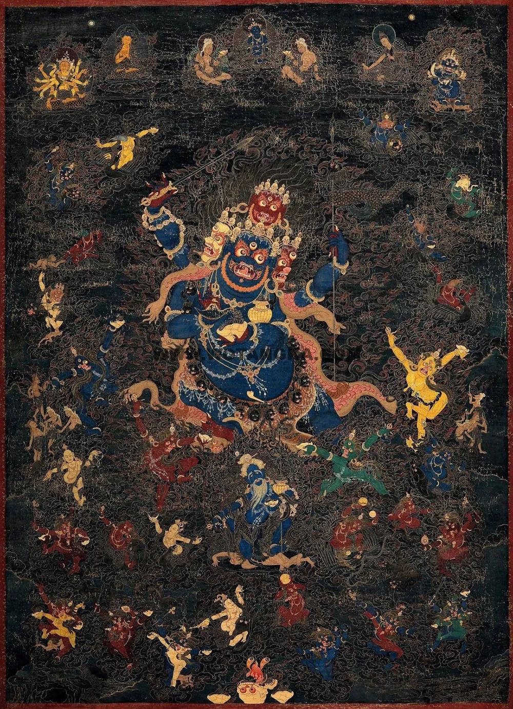 沃唐卡编号AC25467：四面四臂大黑天