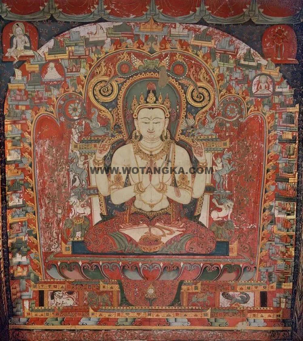 沃唐卡编号AC43956：四臂观音