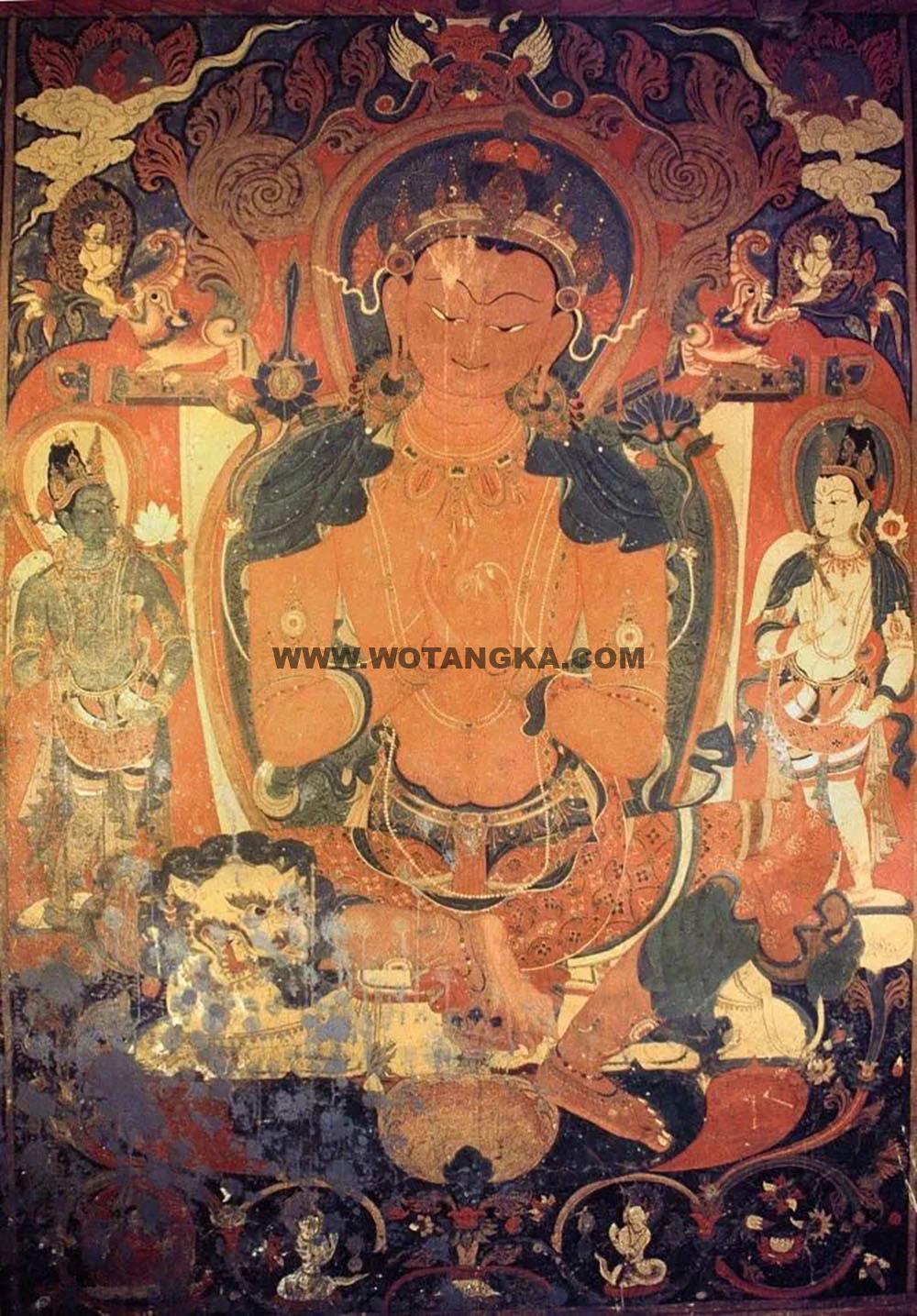 沃唐卡编号AC53476：骑狮文殊