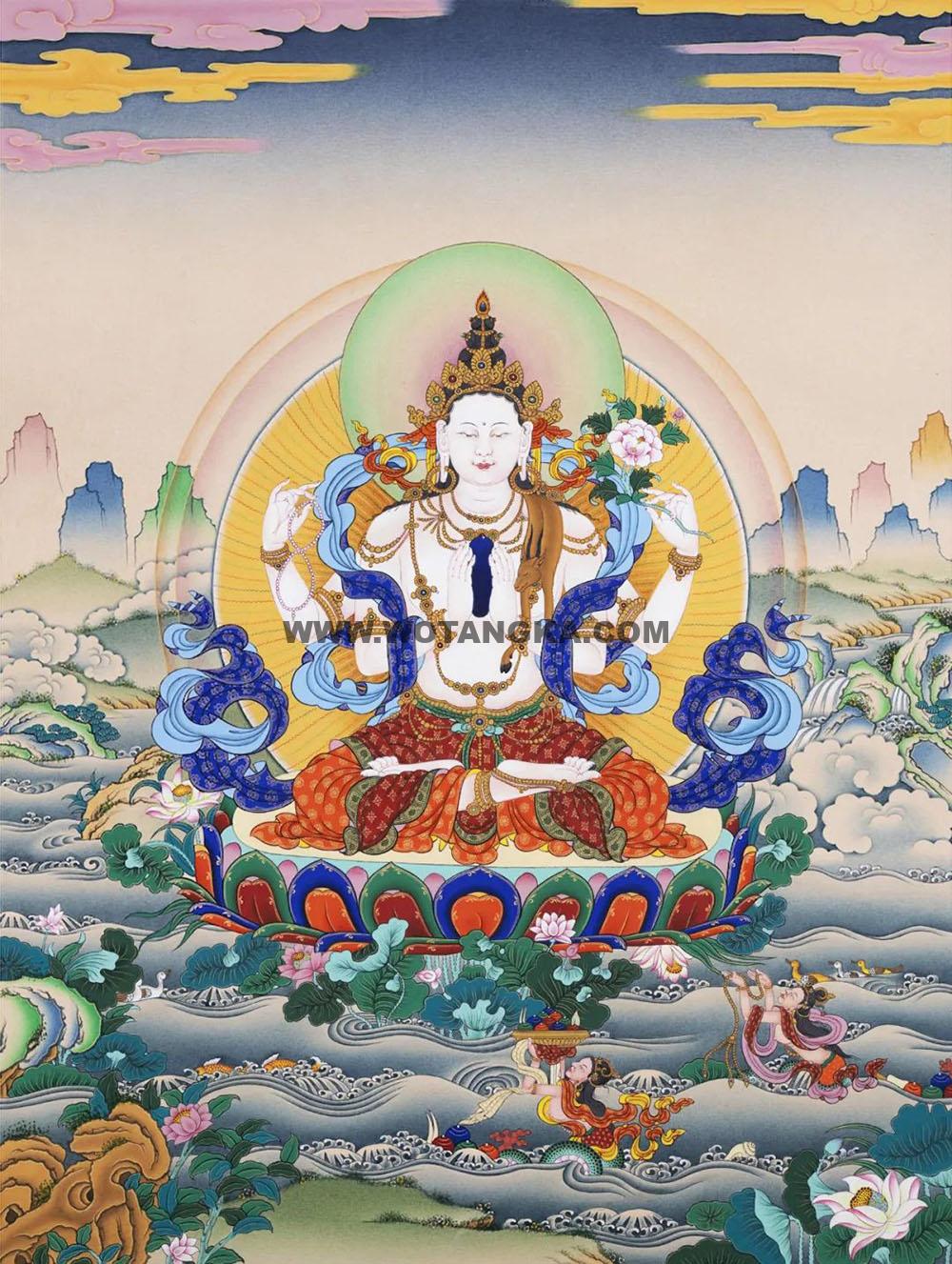 沃唐卡编号AC65987：四臂观音
