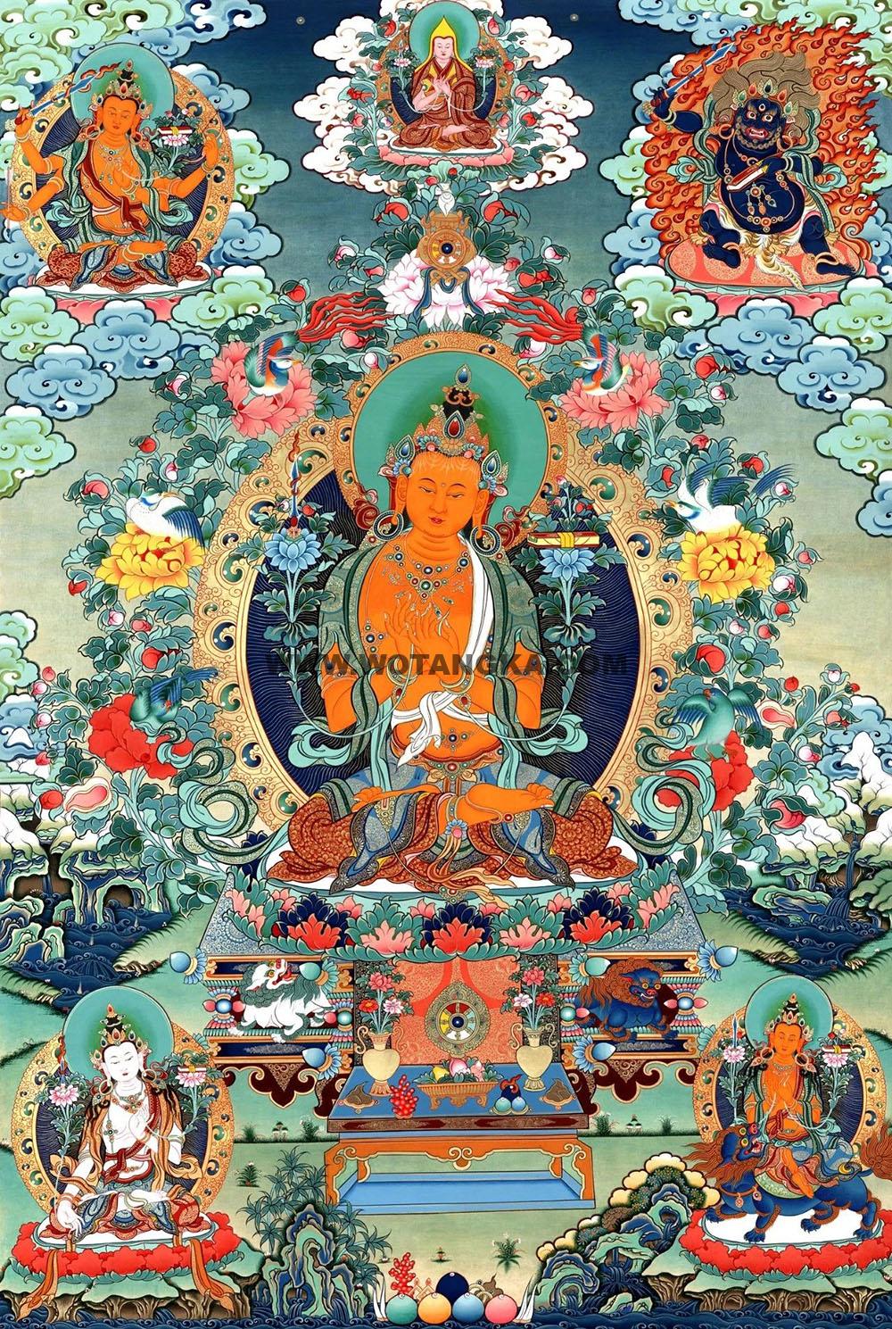 沃唐卡编号AC66373：文殊菩萨·五部文殊