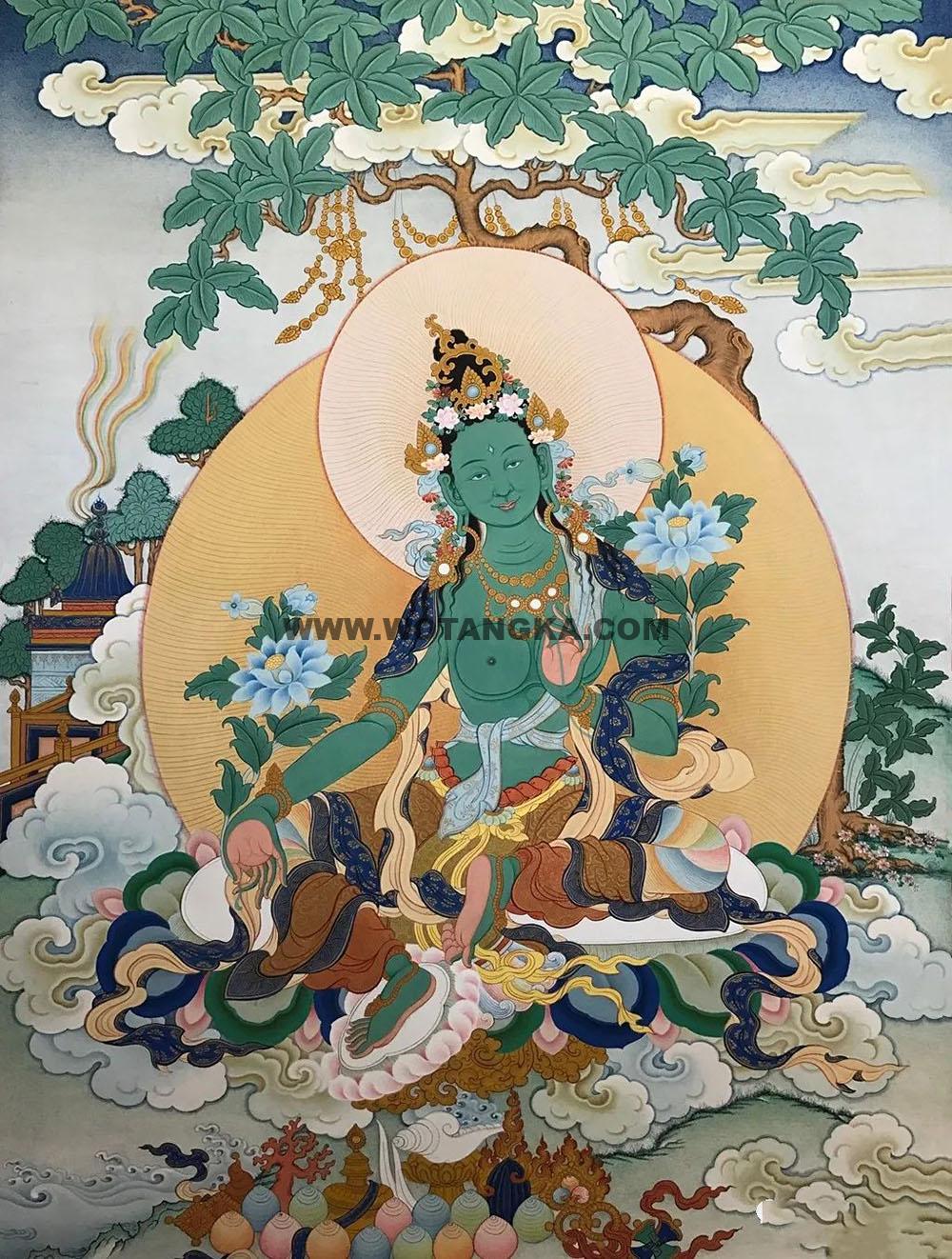 沃唐卡编号AC67834：绿度母