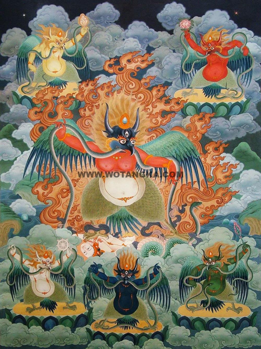 沃唐卡编号AC78956：大鹏金翅鸟