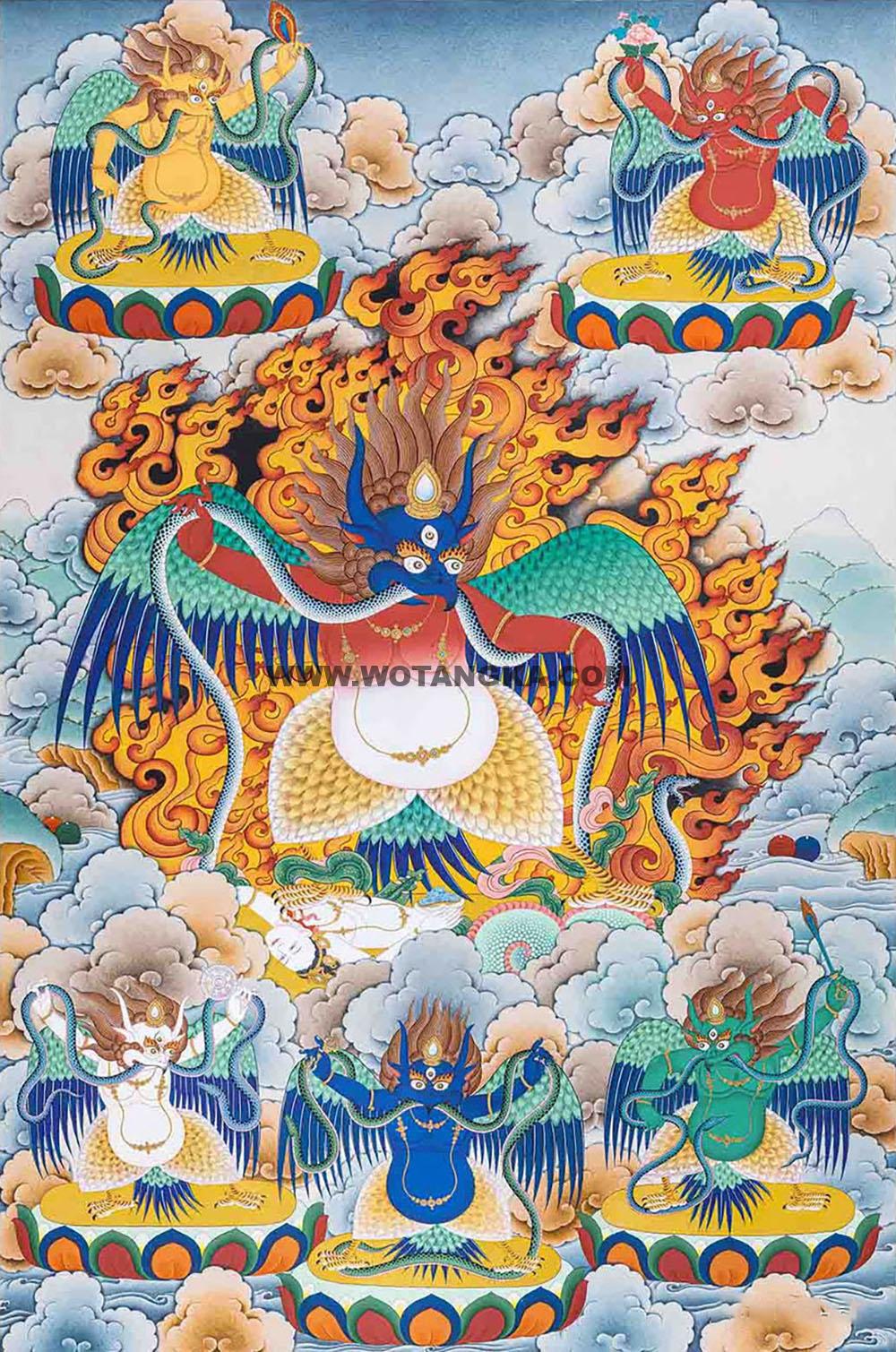 沃唐卡编号AC80213：大鹏金翅鸟