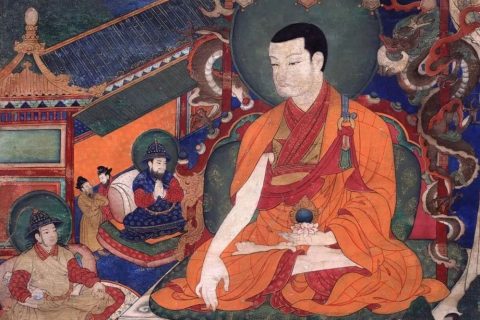 沃唐卡编号AC91537：八思巴与忽必烈