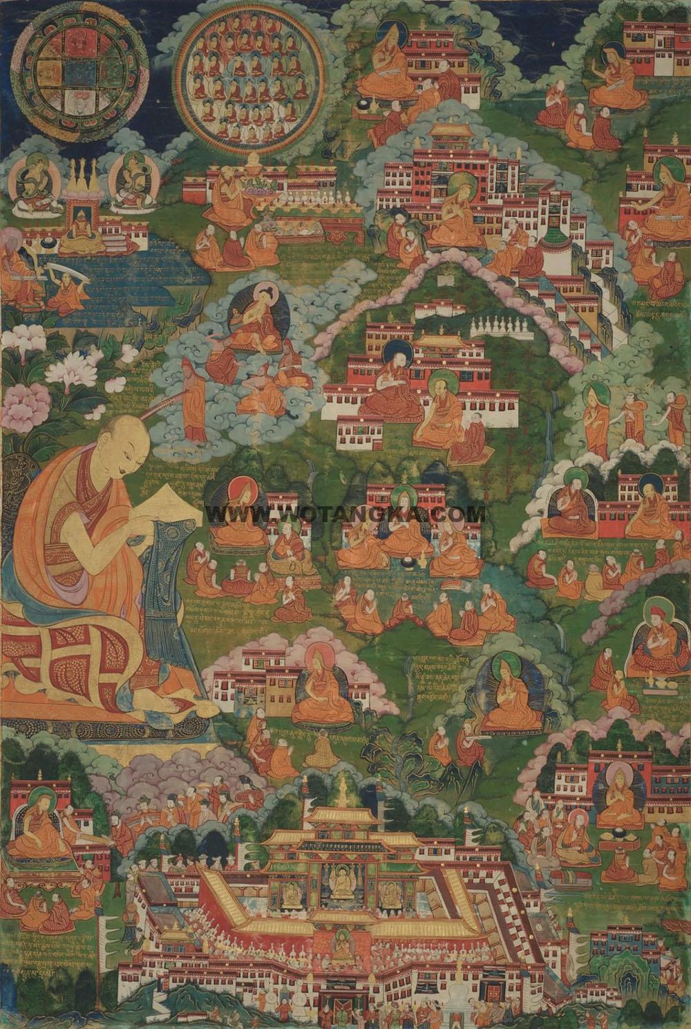 沃唐卡编号AC92543：宗喀巴本生图