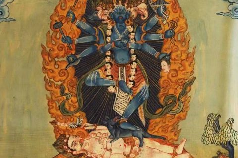 编号138-451235：彩绘唐卡-毗湿奴（30*22CM左右）