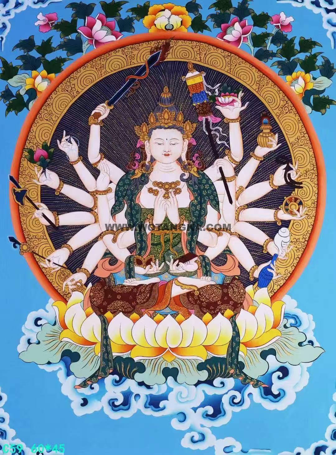 编号138-680265：彩绘唐卡-准提佛母（60*45CM左右）