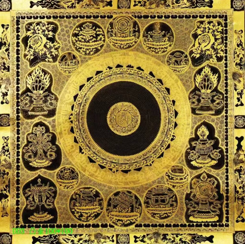 编号138-889984：黑金唐卡-吉祥八宝坛城（100*100CM左右）