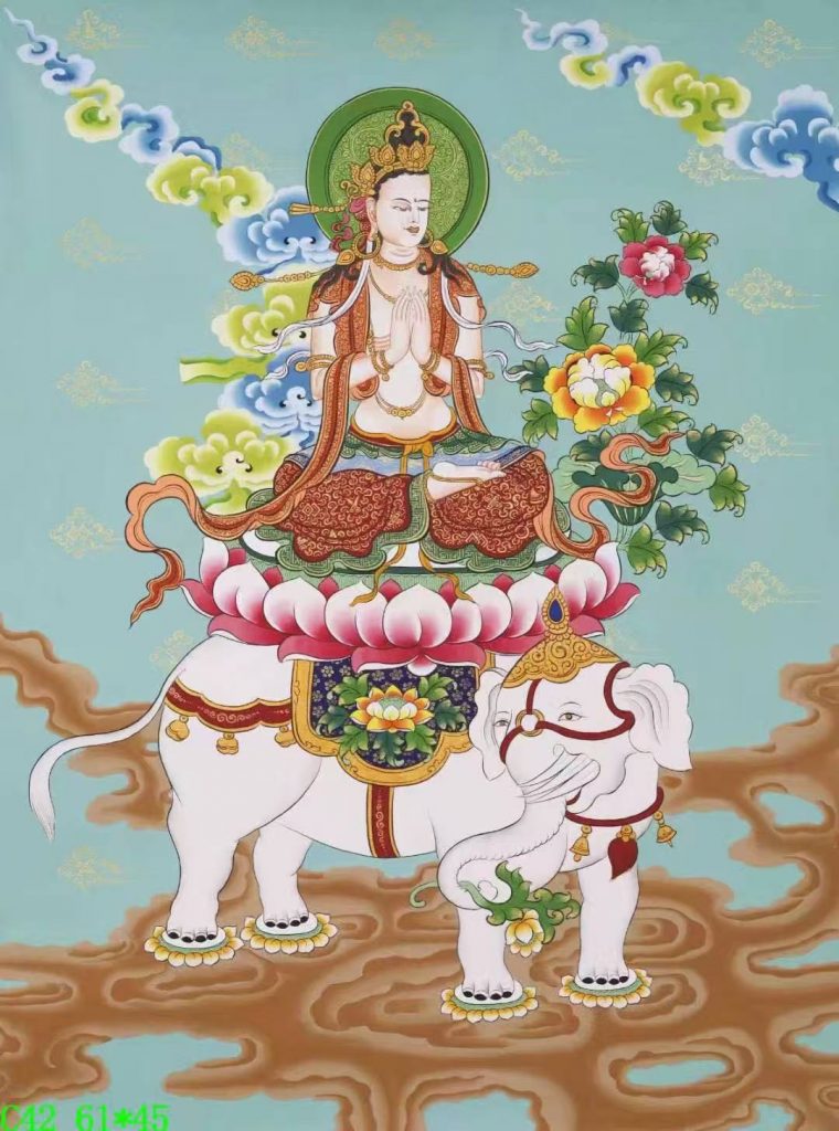 编号138-999093：彩绘唐卡-普贤菩萨（61*45CM左右）