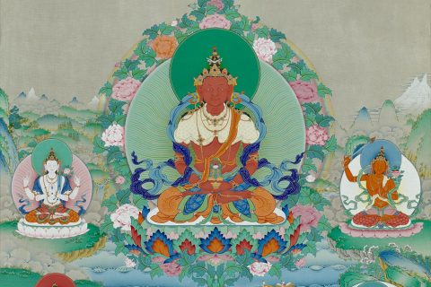 编号189-228366：嘎玛嘎赤-长寿佛·长寿三尊（90*60CM左右）