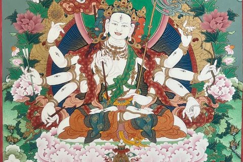 编号189-238311：彩绘唐卡-三面八臂大白伞盖佛母（60*45CM左右）