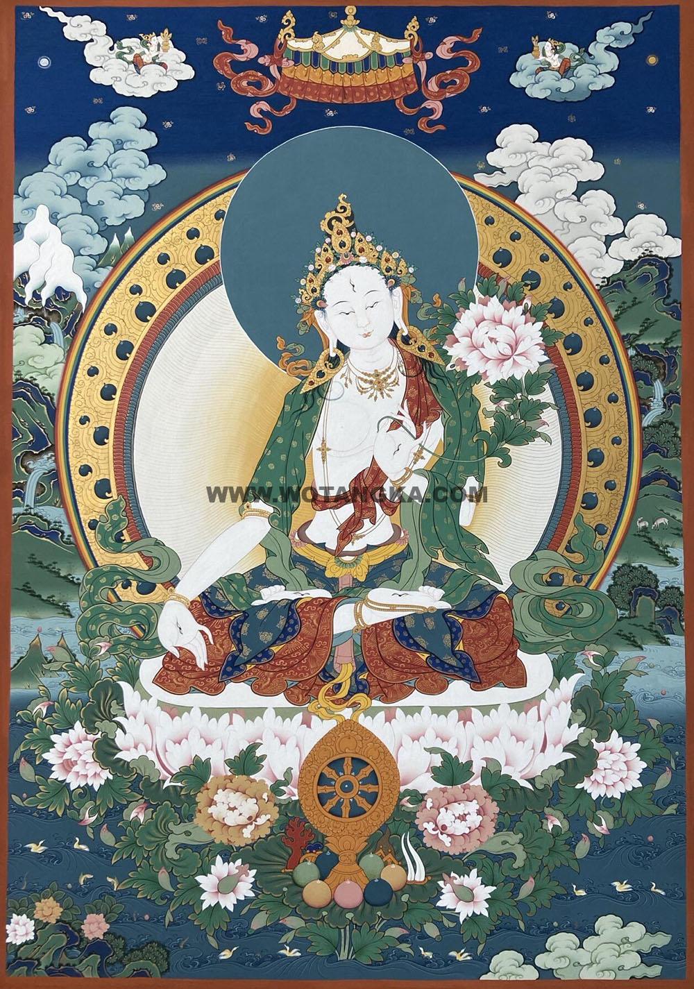 编号189-242097：彩绘唐卡-白度母（60*45CM左右）