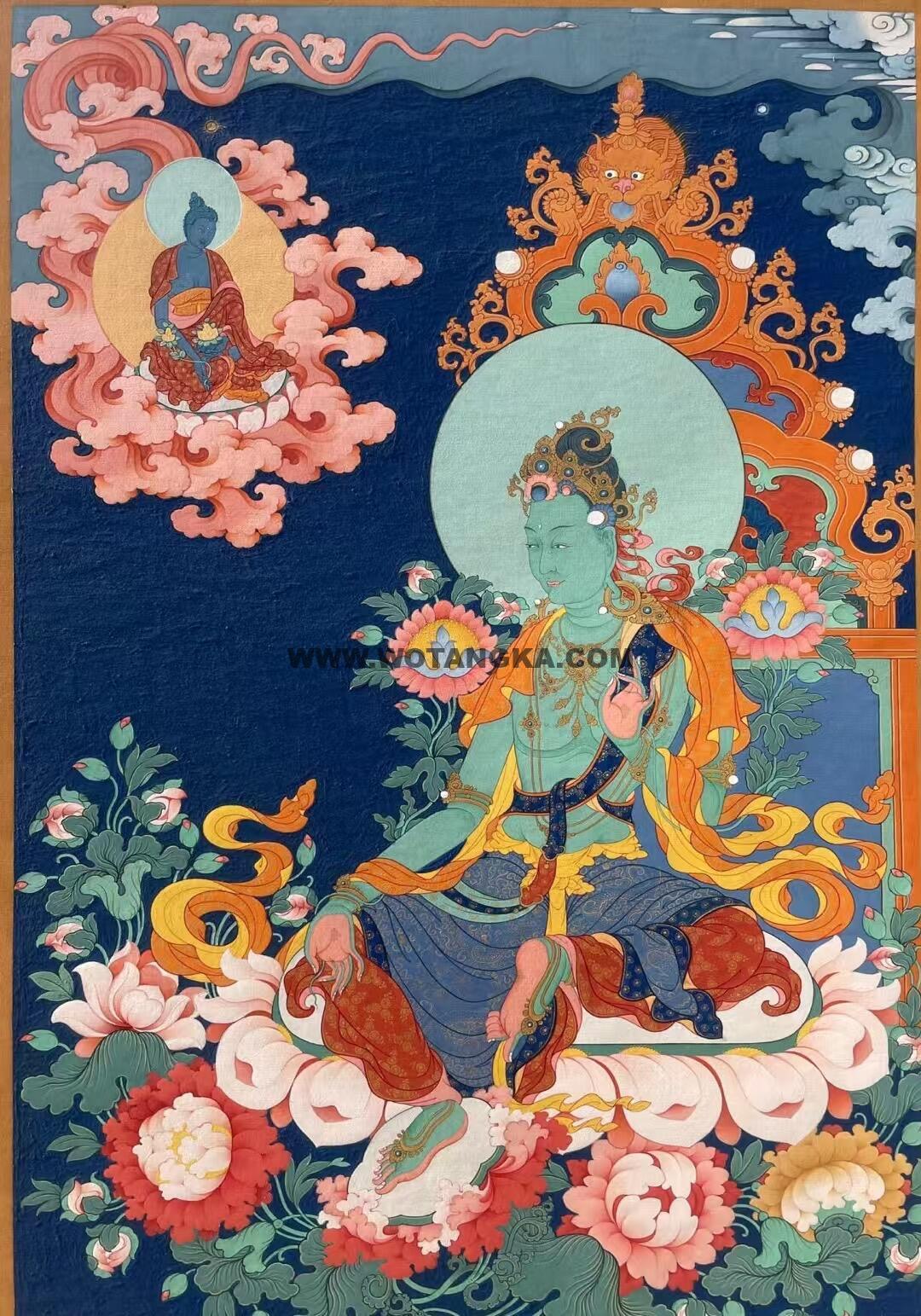 编号189-243741:彩绘唐卡-绿度母(40*30CM左右)
