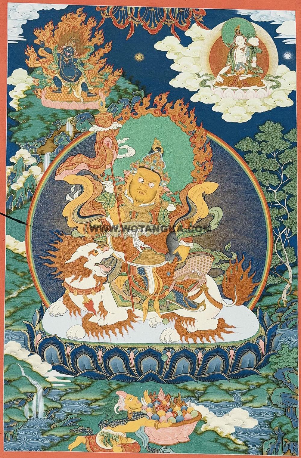 热贡-尕桑吉·画院：彩绘唐卡-财宝天王（70*50CM左右）