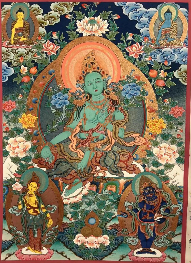 热贡-卓玛·画院：彩绘唐卡-绿度母（80*60CM左右）