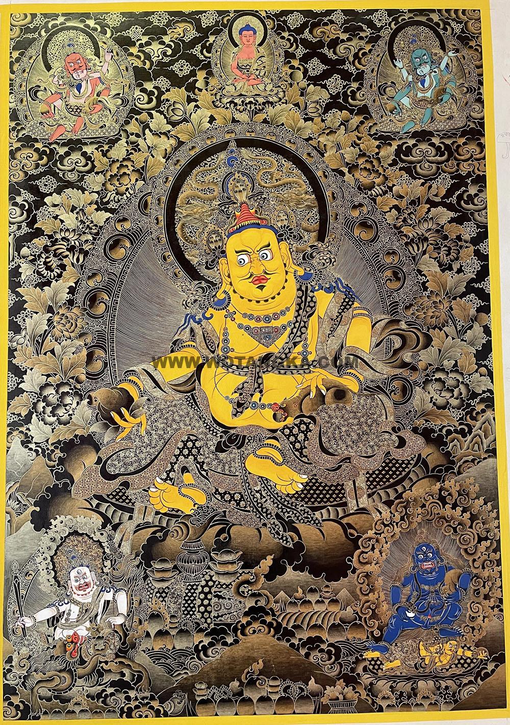 编号189-287535:黑金唐卡-黄财神·五方财神(80*60CM左右)