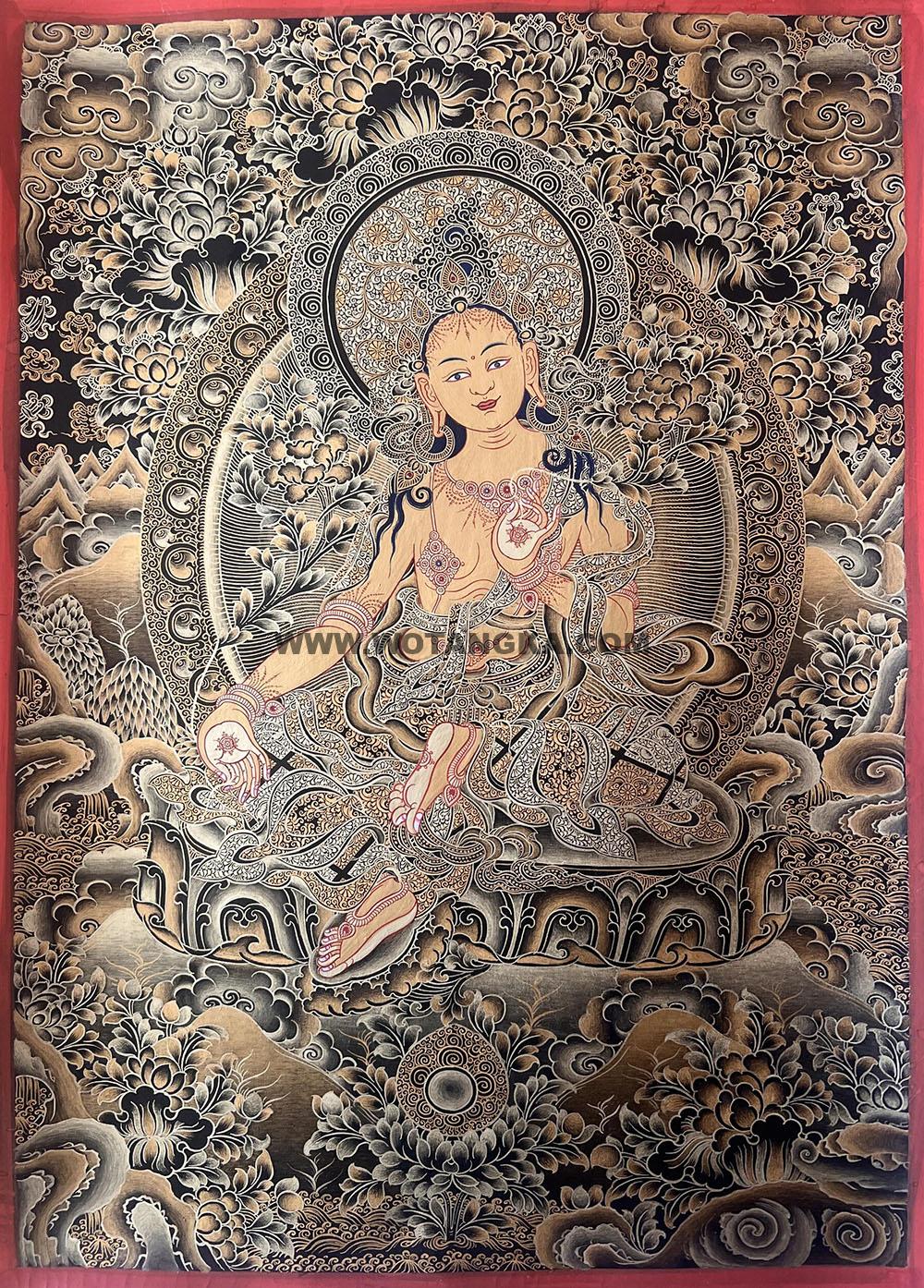 编号189-295345:黑金唐卡-绿度母(60*45CM左右)