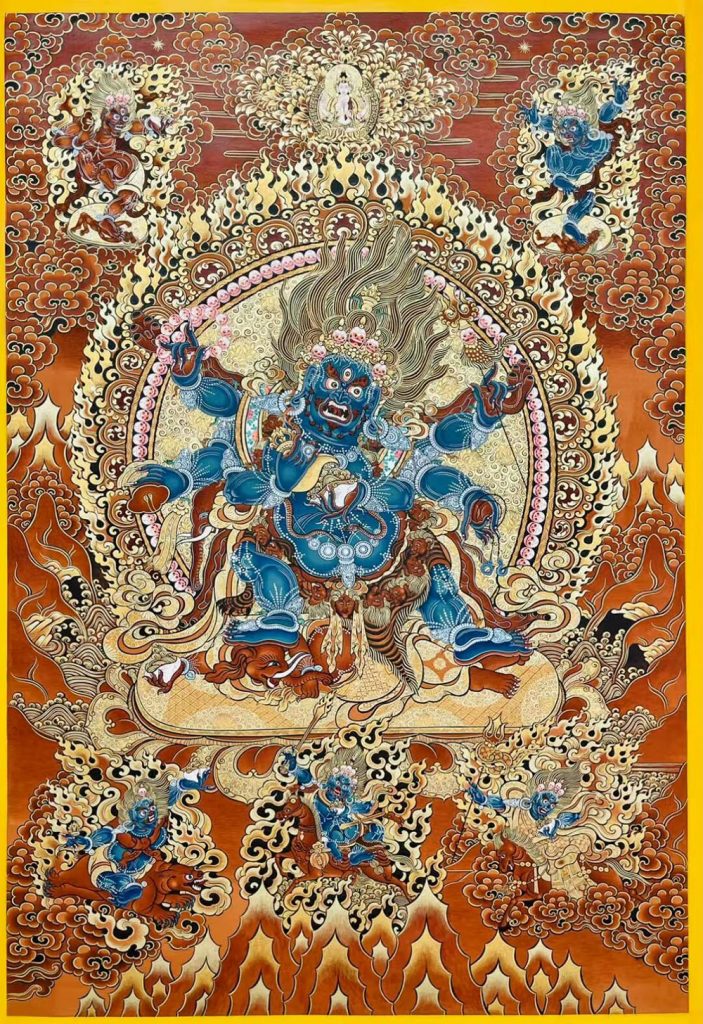 编号189-309191：红金唐卡-六臂玛哈嘎拉（80*60CM左右）